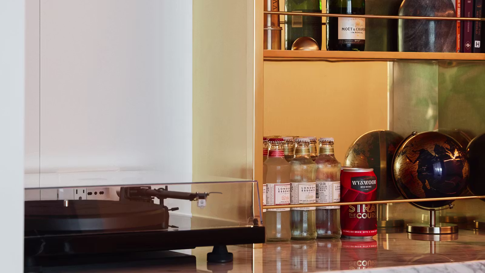 Seriously Suite in-room bar and record player
